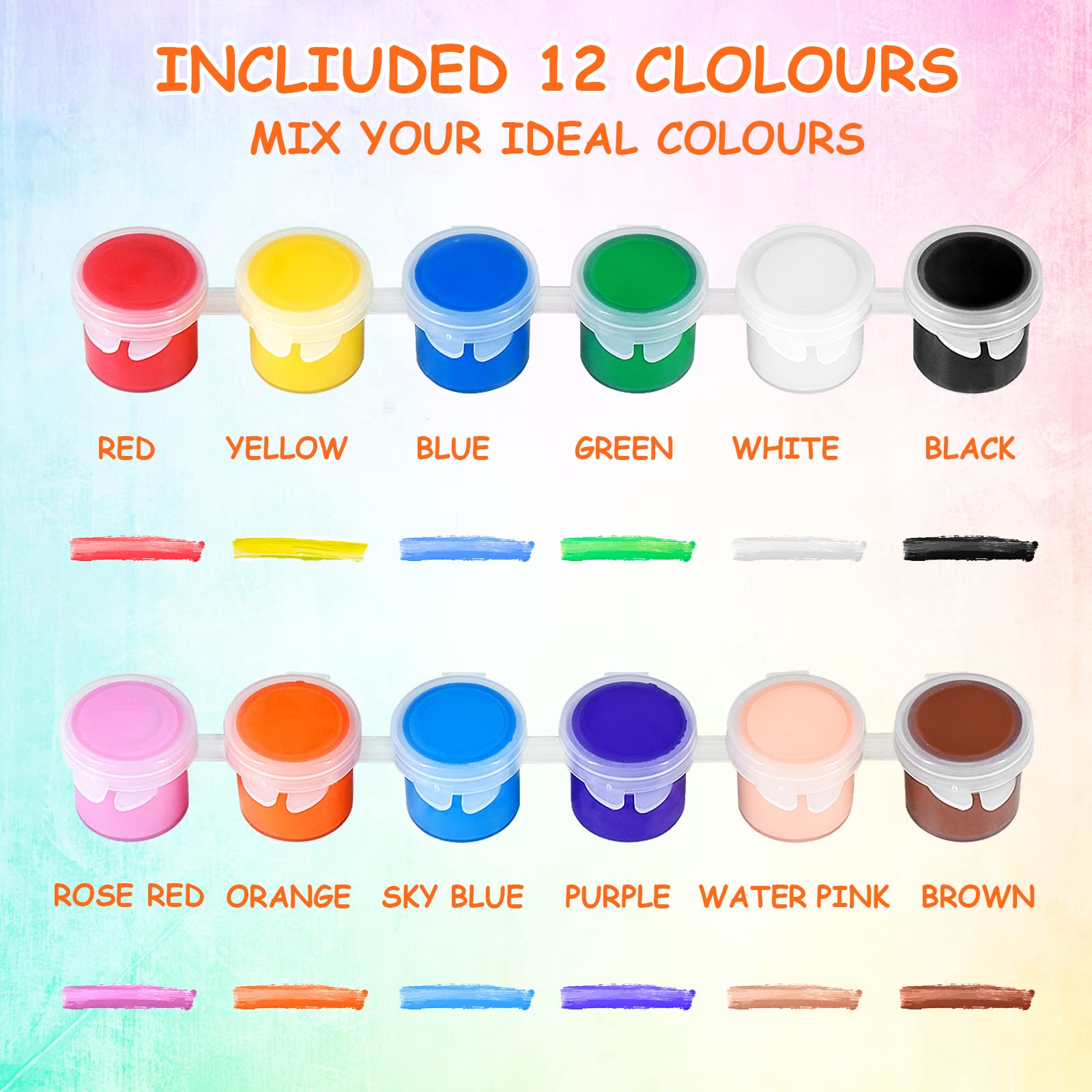 2 Pack Mini Acrylic Paint Set,12 Colors Acrylic Paints Strips for Adults Craft Paint,28 PCS Painting Kit Container Strips Storage, Perfect for Home Birthday Party Favors…… - Image 3