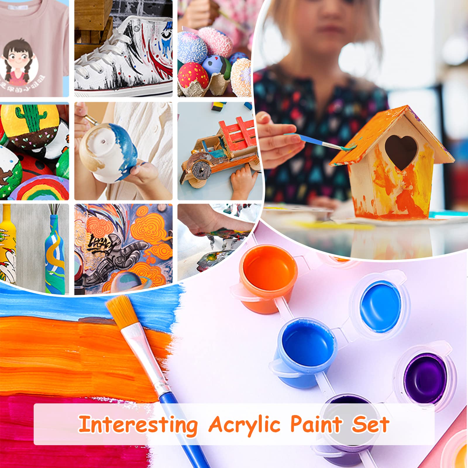 2 Pack Mini Acrylic Paint Set,12 Colors Acrylic Paints Strips for Adults Craft Paint,28 PCS Painting Kit Container Strips Storage, Perfect for Home Birthday Party Favors…… - Image 5