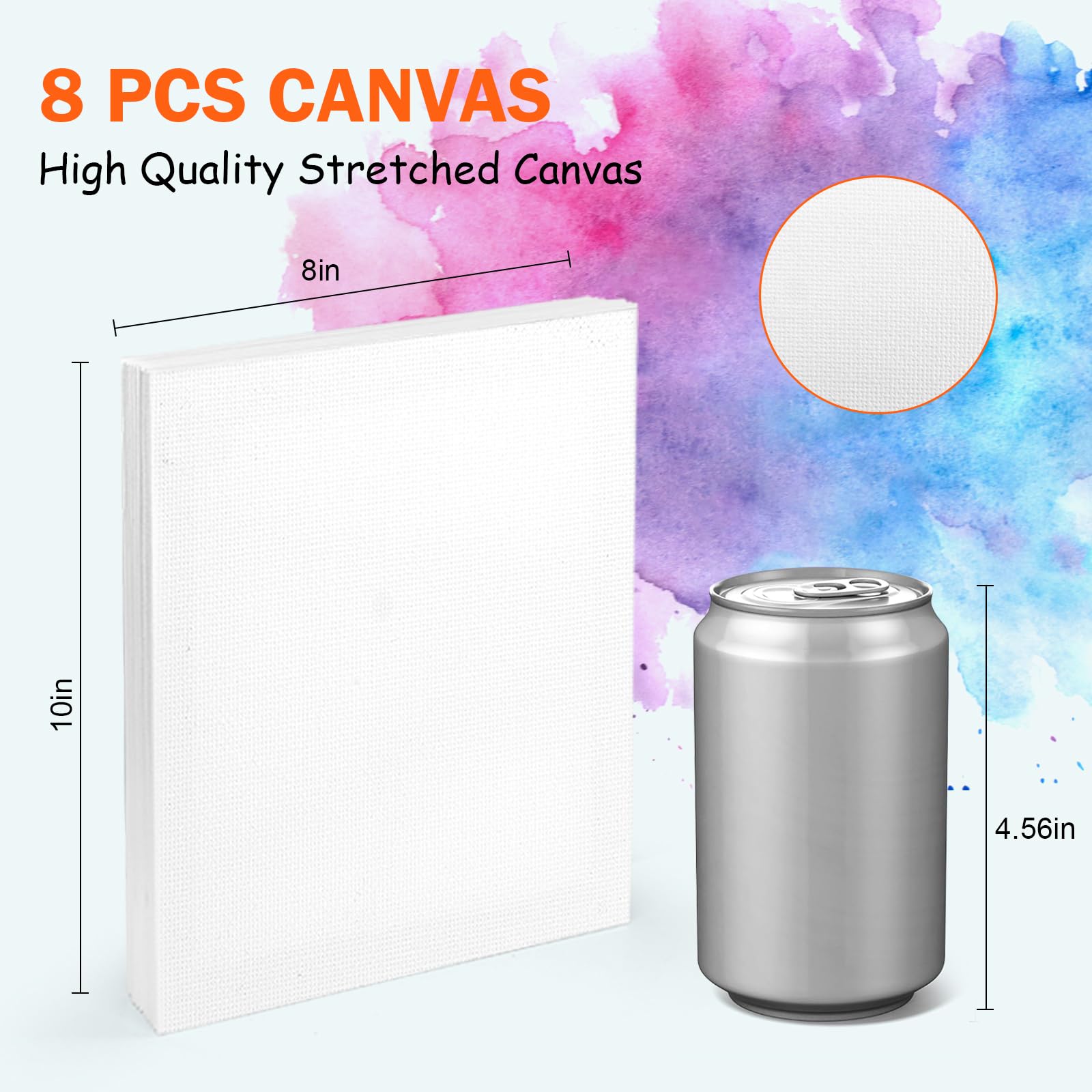 8 Pack 8x10 in Canvas Boards for Painting,Canvas for Painting with 9.5" Easel, Art Canvas Painting Kit with 10 Brushes & 2 Paint Tray for Acrylic Pouring Oil Water Color Gift… - Image 3