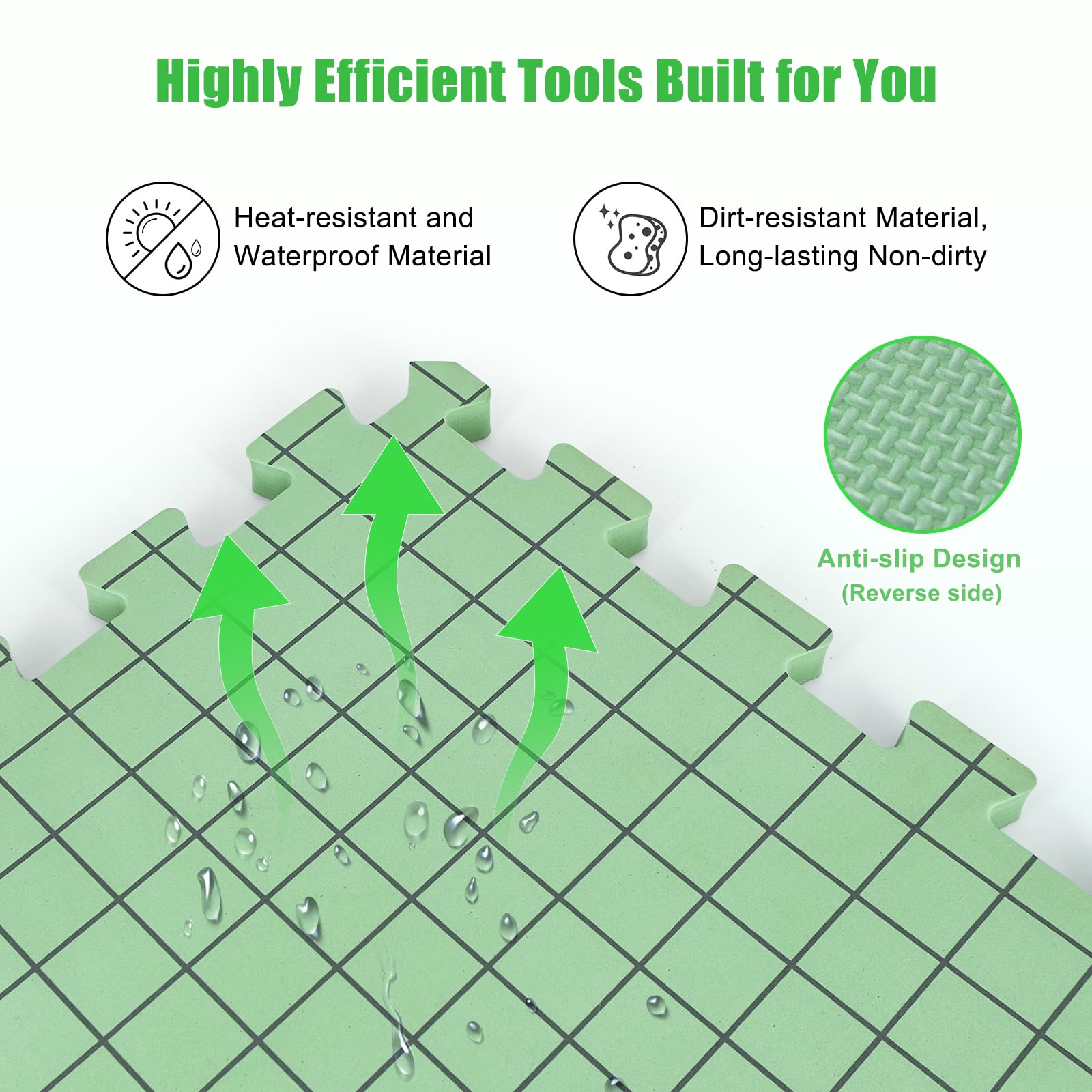 9 PCS Knitting Mats, 0.75in Thick Blocking Board for Crocheting, 12 in Standard Mats for Wet and Steam Blocking (Green) - Image 6