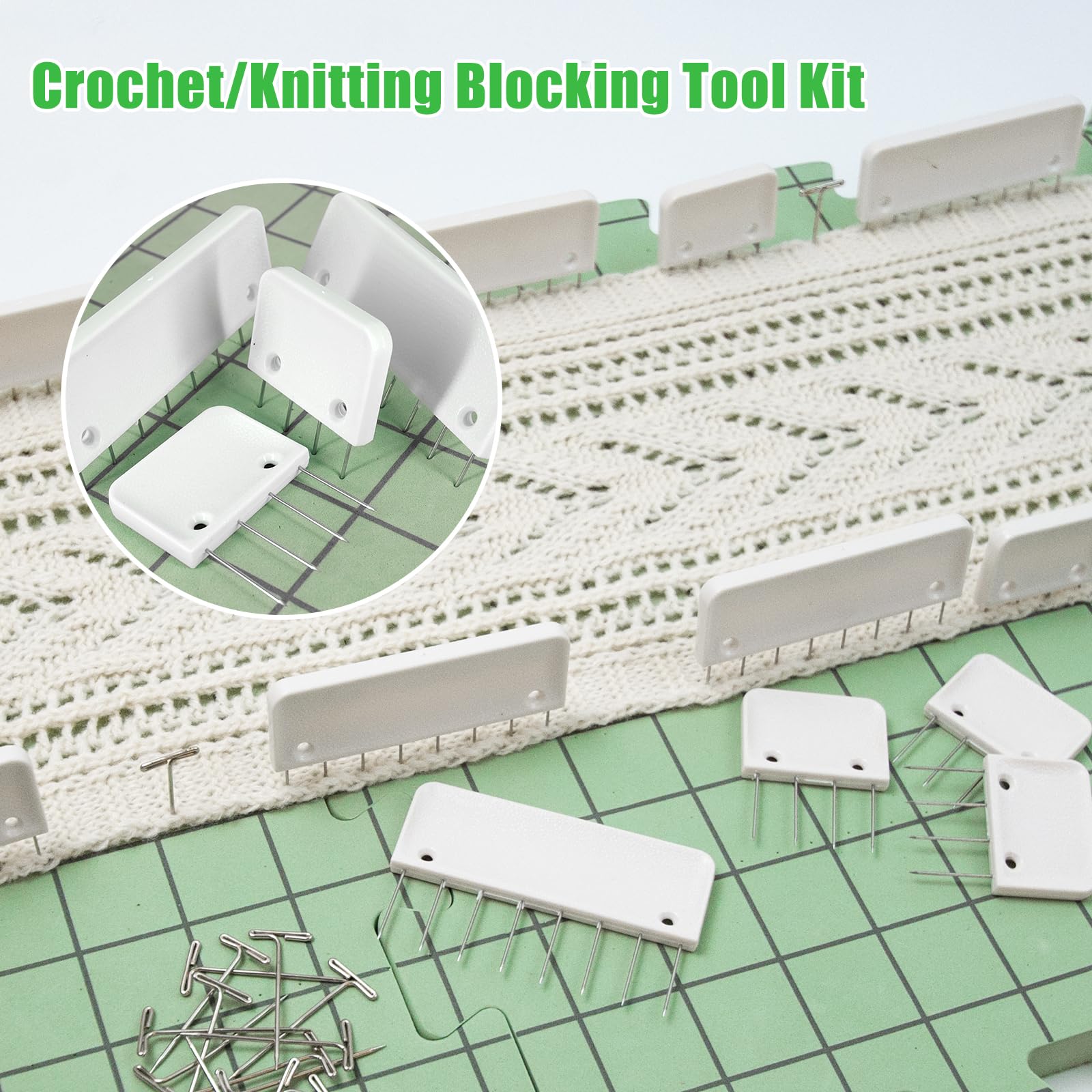 9 PCS Knitting Mats, 0.75in Thick Blocking Board for Crocheting, 12 in Standard Mats for Wet and Steam Blocking (Green) - Image 7