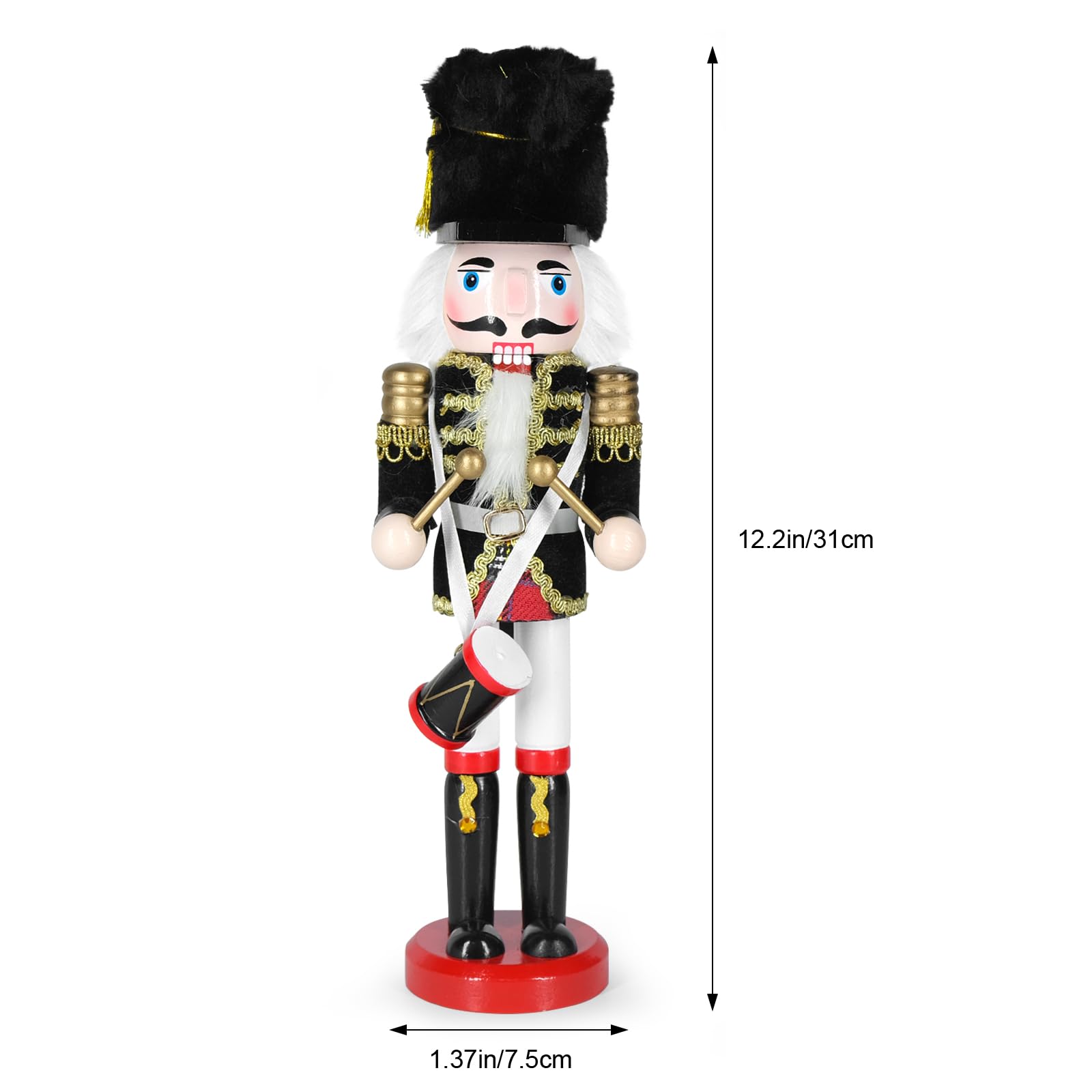 MicoSim Christmas Nutcracker Decor,12" Wooden Nutcracker Decorations,Collects Nutcracker Ornament for Festival Party Outdoor Xmas Gifts (Black Cloth-Covered Drummer) - Image 4