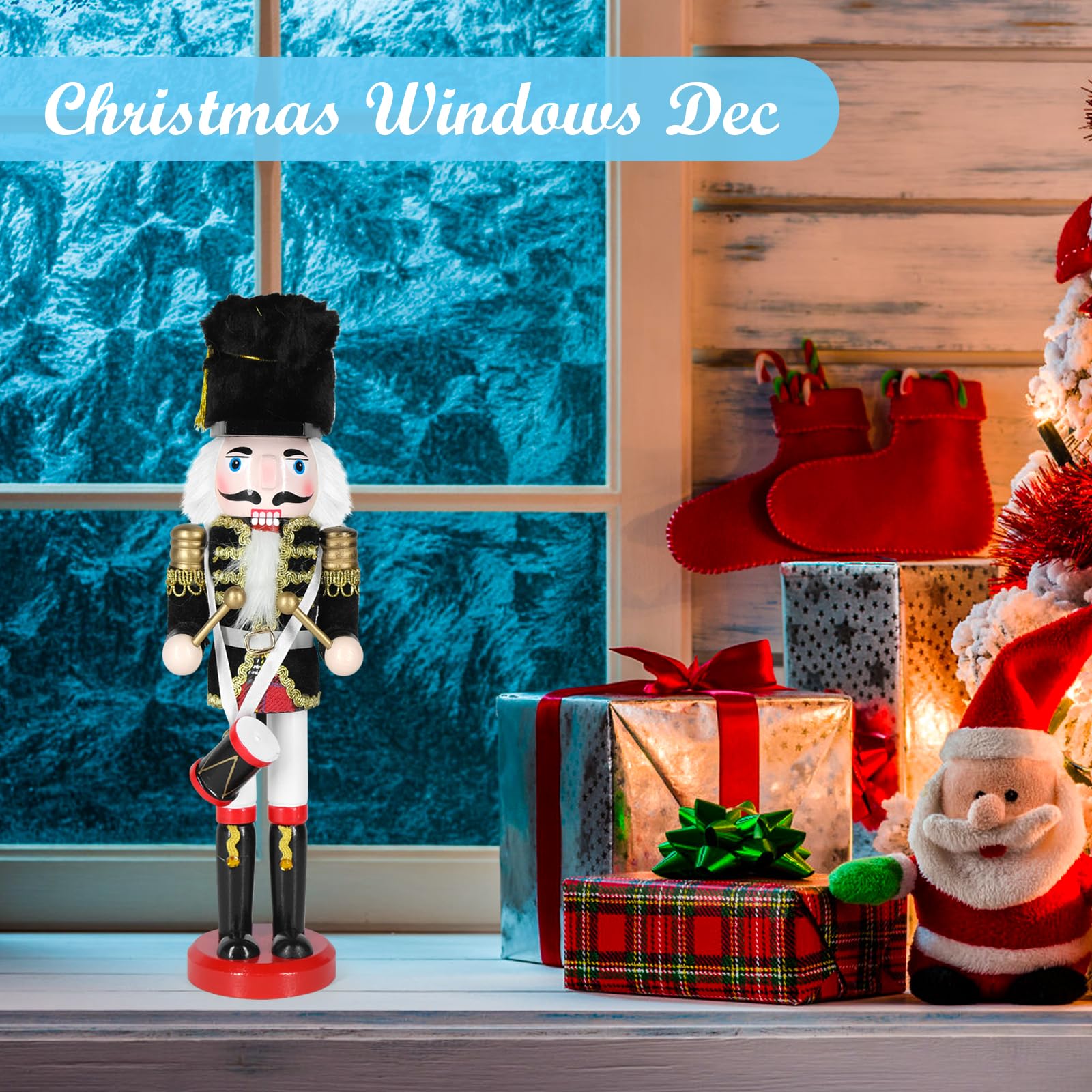 MicoSim Christmas Nutcracker Decor,12" Wooden Nutcracker Decorations,Collects Nutcracker Ornament for Festival Party Outdoor Xmas Gifts (Black Cloth-Covered Drummer) - Image 6