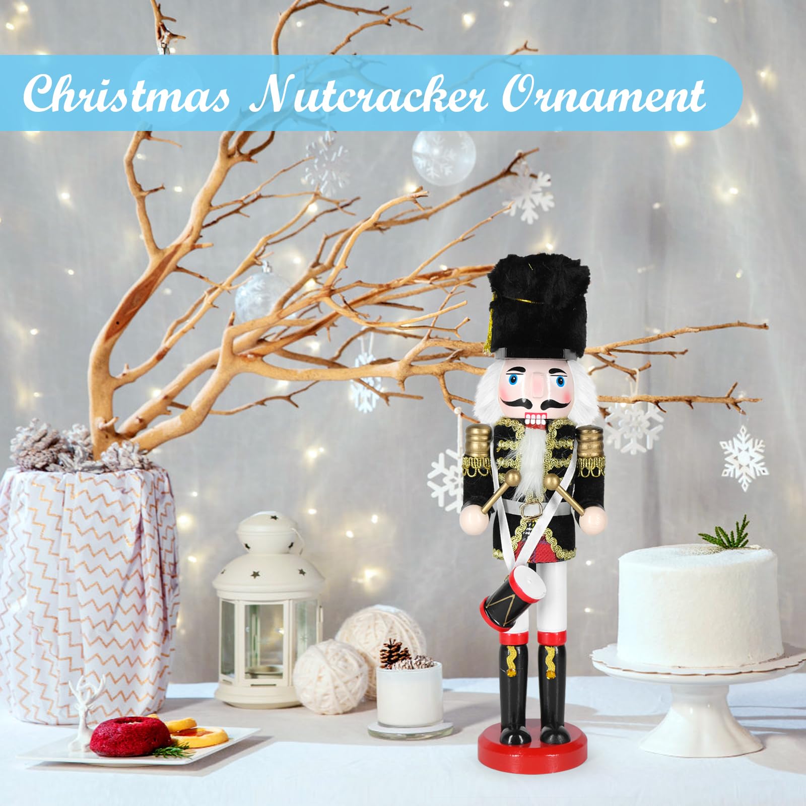 MicoSim Christmas Nutcracker Decor,12" Wooden Nutcracker Decorations,Collects Nutcracker Ornament for Festival Party Outdoor Xmas Gifts (Black Cloth-Covered Drummer) - Image 7