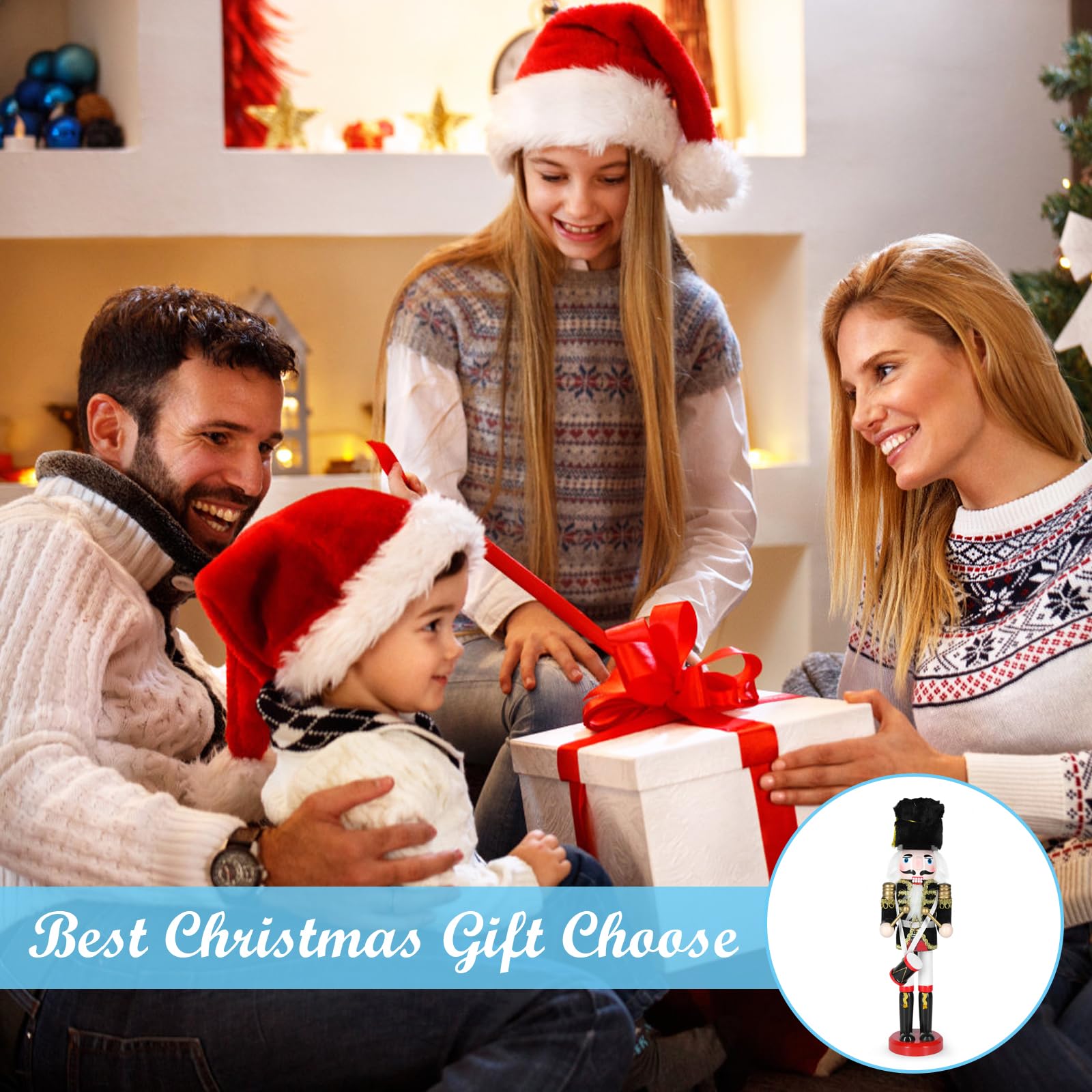 MicoSim Christmas Nutcracker Decor,12" Wooden Nutcracker Decorations,Collects Nutcracker Ornament for Festival Party Outdoor Xmas Gifts (Black Cloth-Covered Drummer) - Image 8