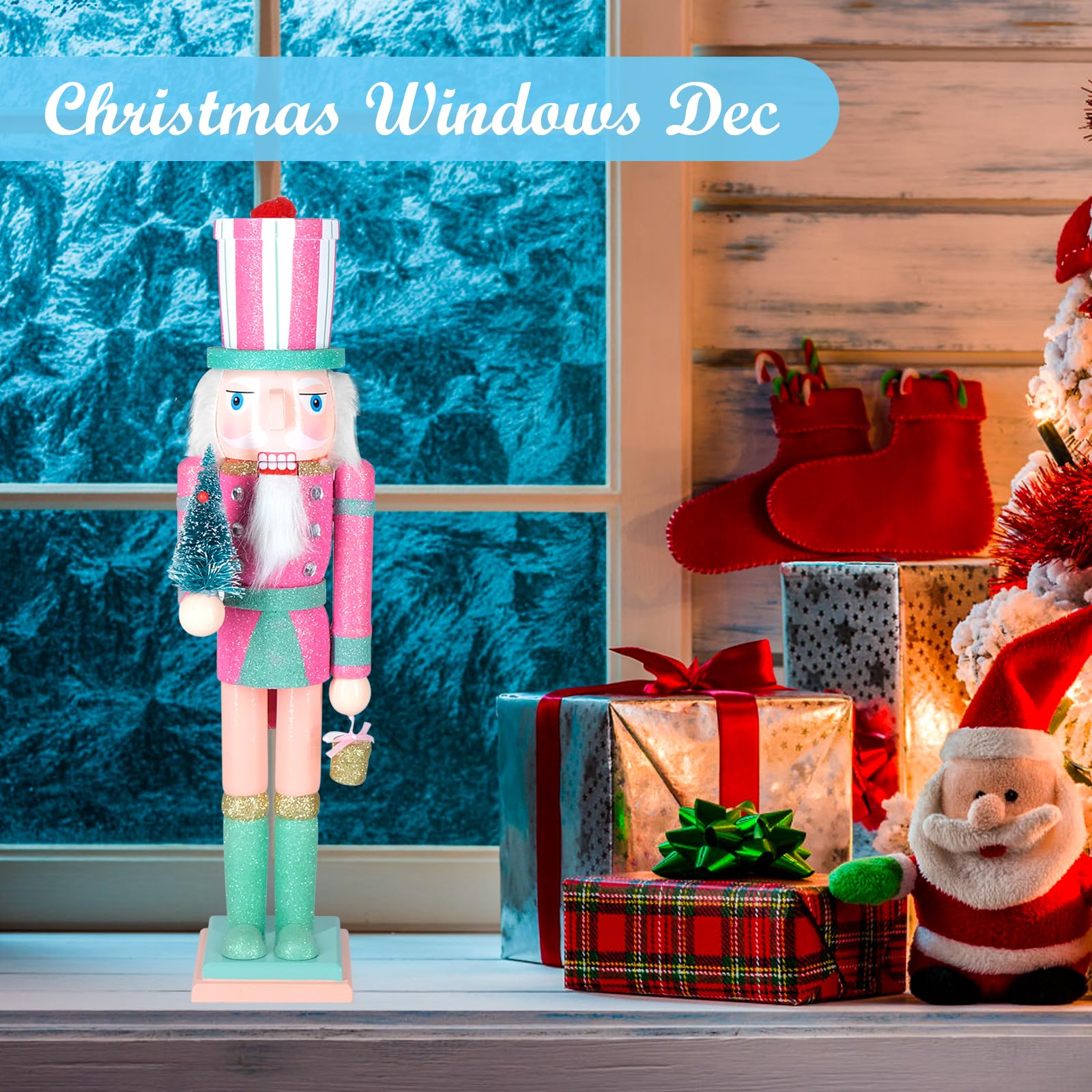 MicoSim Christmas Nutcracker Decor,15" Wooden Nutcracker Decorations,Collects Nutcracker Ornament for Festival Party Outdoor Xmas Gifts (Pink Christmas Tree)… - Image 7