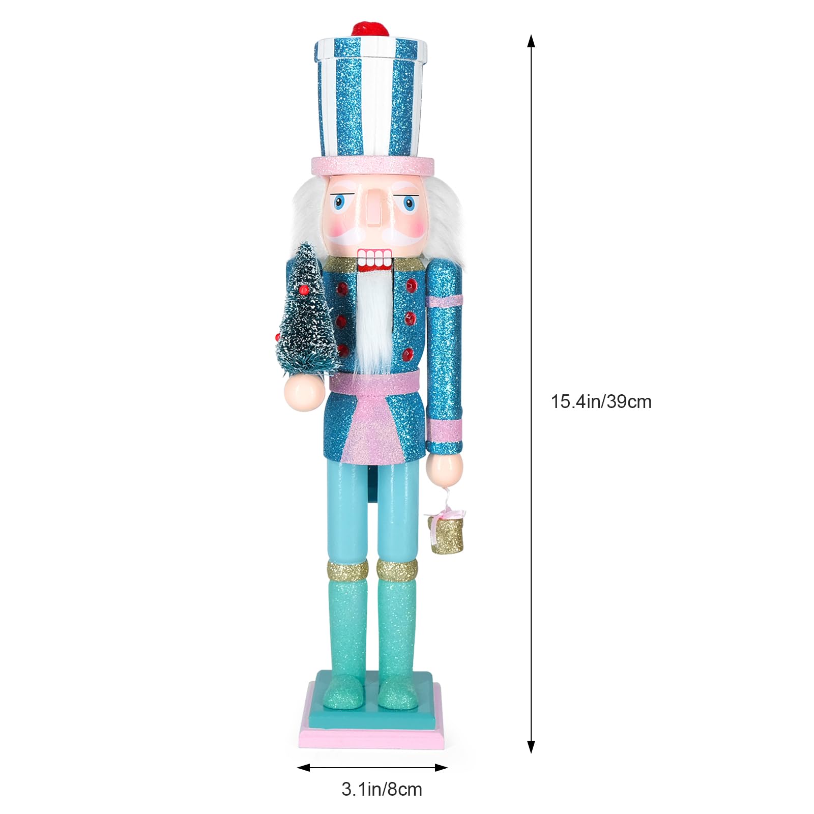 MicoSim Christmas Nutcracker Decor,15" Wooden Nutcracker Decorations,Collects Nutcracker Ornament for Festival Party Outdoor Xmas Gifts (Blue Christmas Tree)… - Image 3