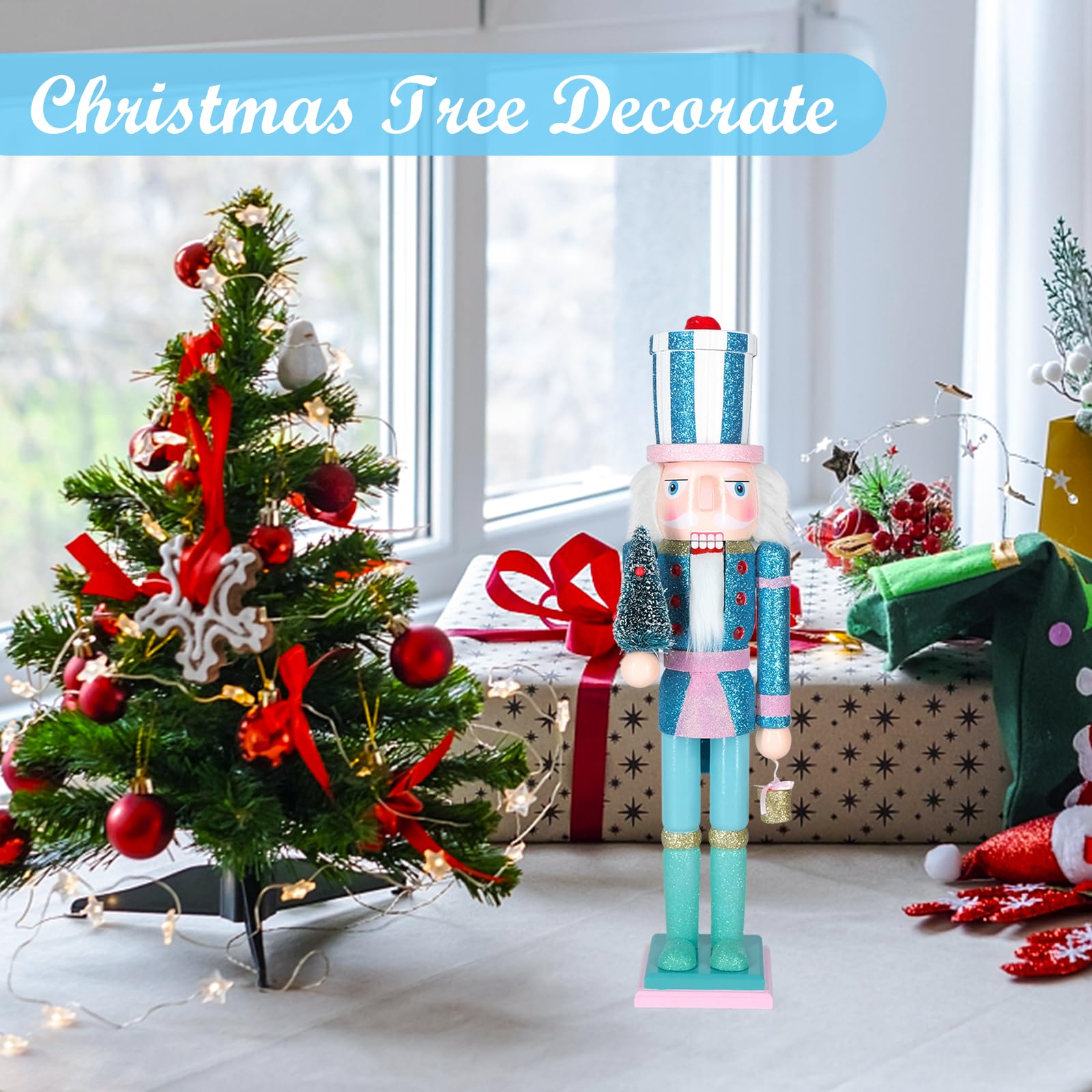 MicoSim Christmas Nutcracker Decor,15" Wooden Nutcracker Decorations,Collects Nutcracker Ornament for Festival Party Outdoor Xmas Gifts (Blue Christmas Tree)… - Image 5