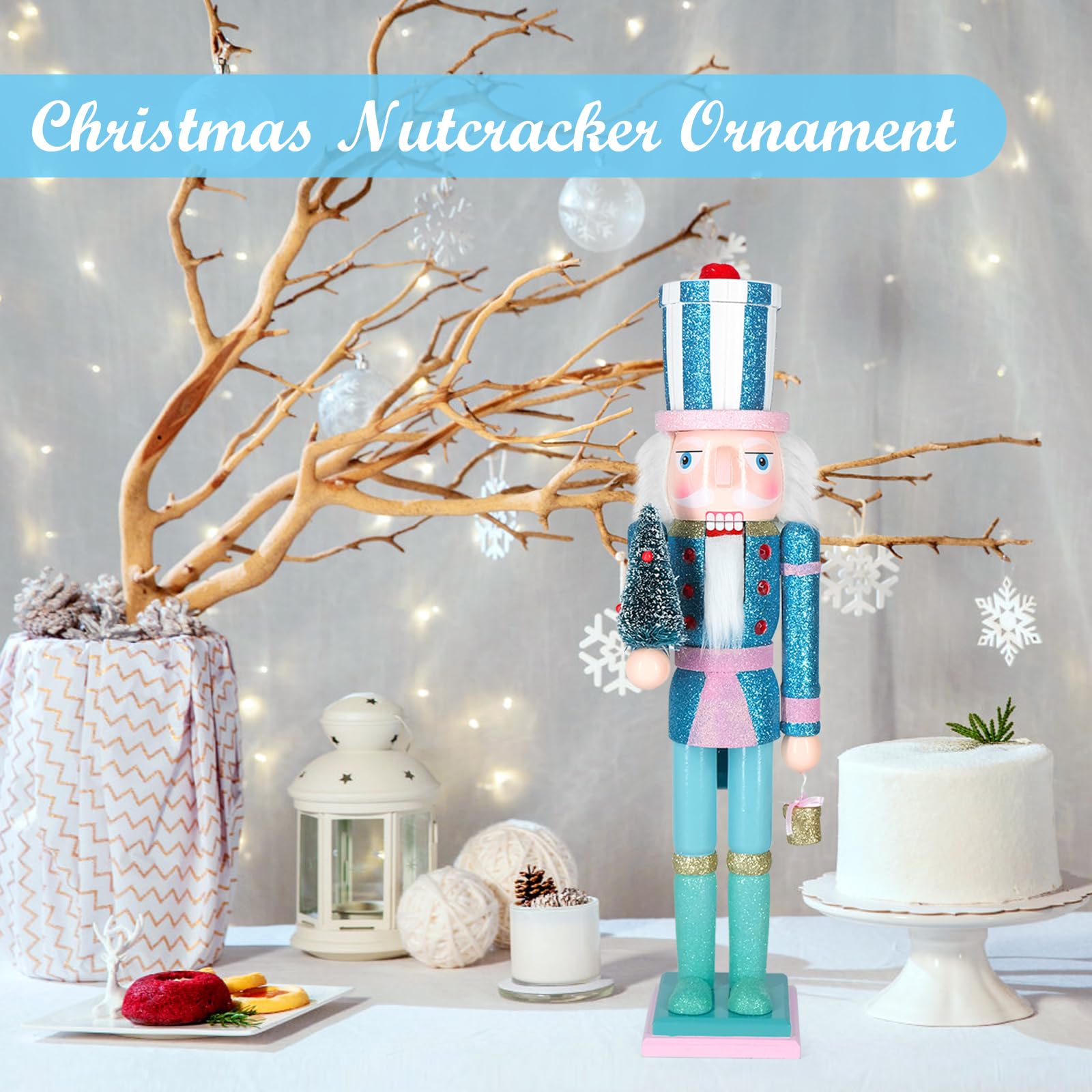 MicoSim Christmas Nutcracker Decor,15" Wooden Nutcracker Decorations,Collects Nutcracker Ornament for Festival Party Outdoor Xmas Gifts (Blue Christmas Tree)… - Image 6
