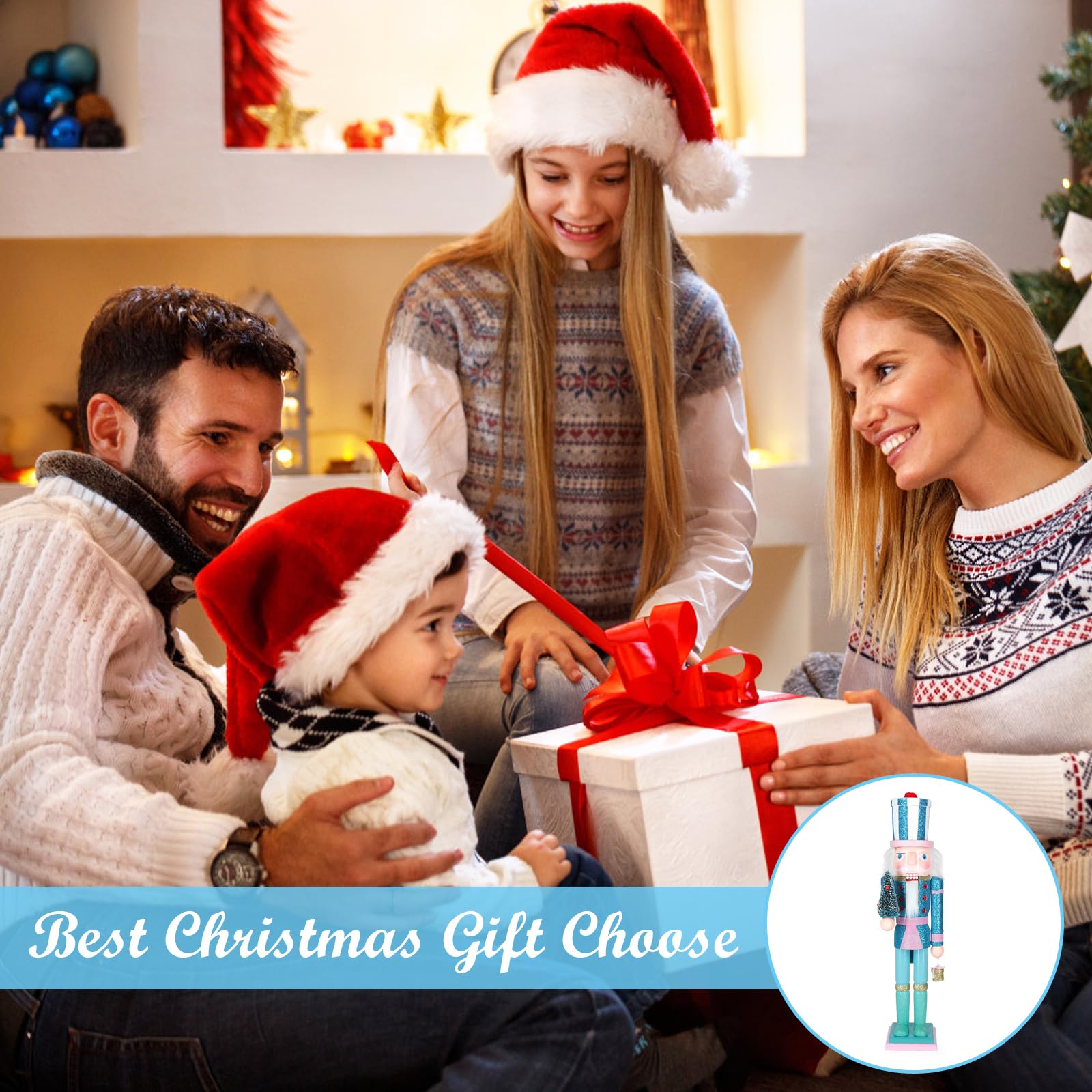 MicoSim Christmas Nutcracker Decor,15" Wooden Nutcracker Decorations,Collects Nutcracker Ornament for Festival Party Outdoor Xmas Gifts (Blue Christmas Tree)… - Image 8