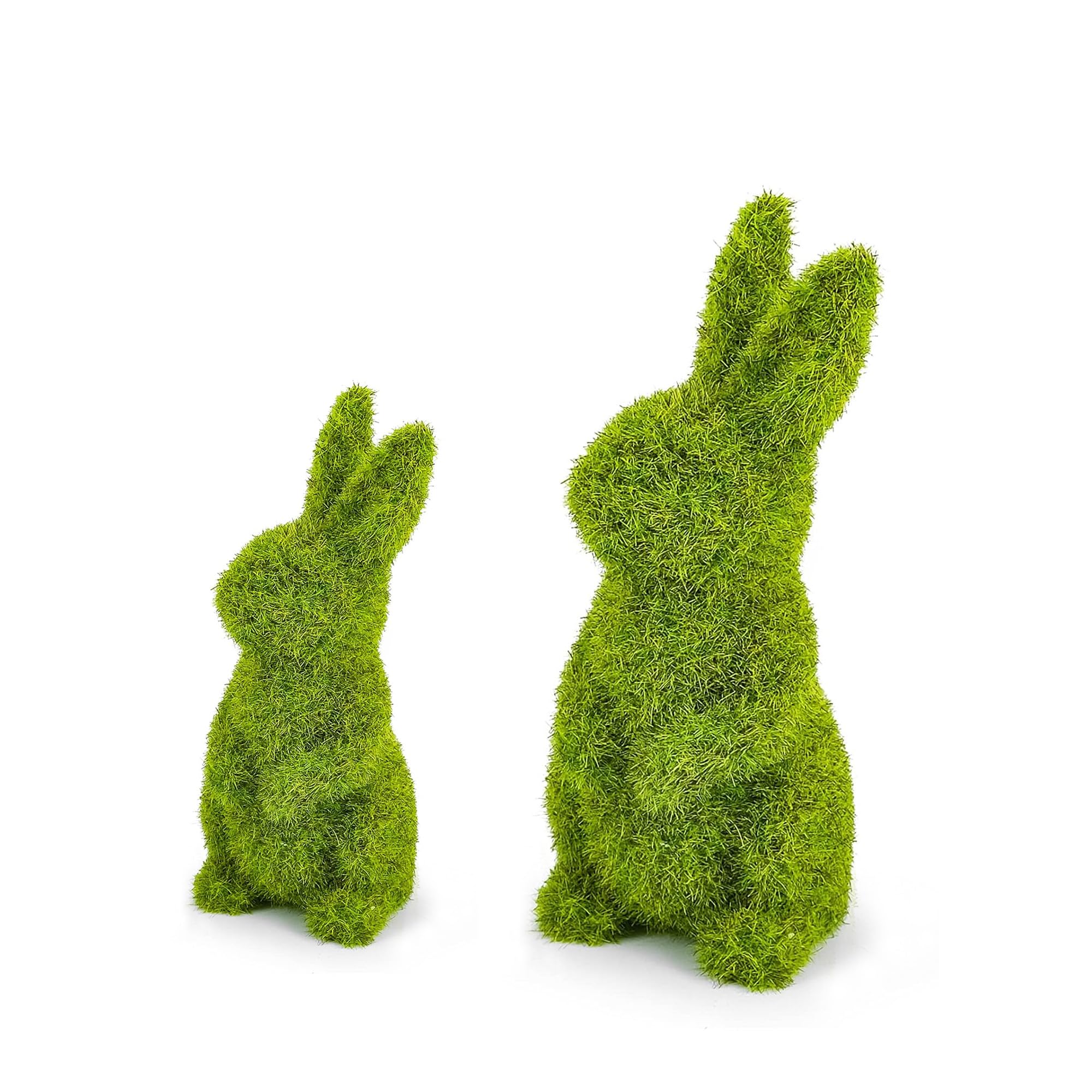 MicoSim Easter Bunny Decorations,Resin Moss Bunny Figurine,Garden Artificial Moss Rabbit Easter Décor Easter Party Favors Gifts(Medium-2pcs) - Image 8