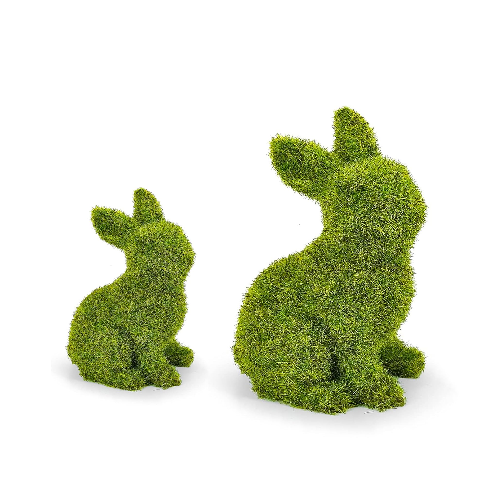 MicoSim Easter Bunny Decorations,Resin Moss Bunny Figurine,Garden Artificial Moss Rabbit Easter Décor Easter Party Favors Gifts(Medium-2pcs) - Image 9