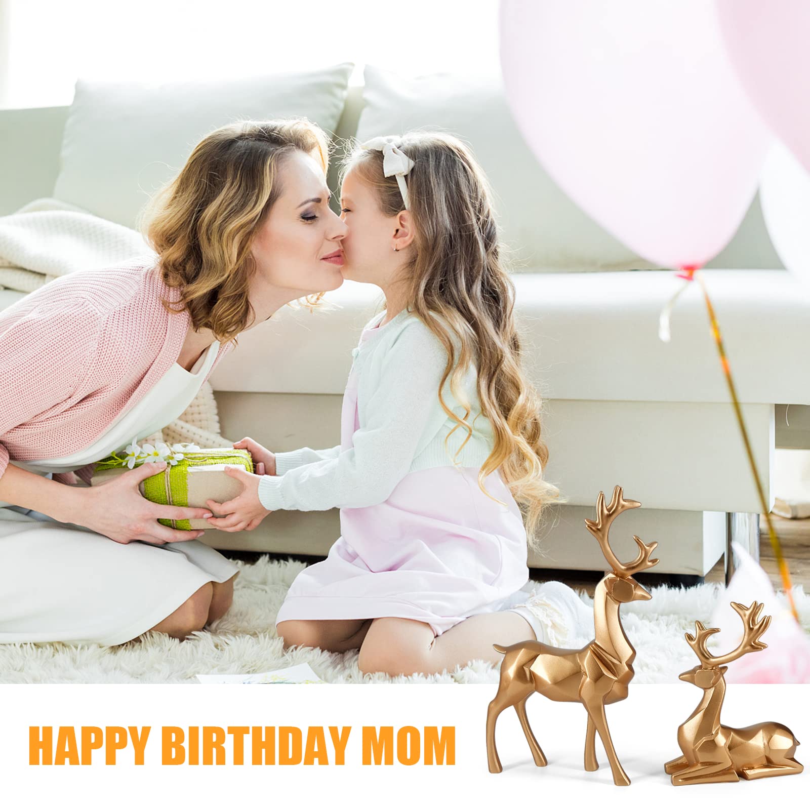 MicoSim Reindeer Ornaments Statue,Reindeer Christmas Decoration,Deer Gifts for Women, Mom Gifts,Deer Decorations Applicable Home, Office,Bookshelf TV Stand, Shelf, Living Room(Origami Medium, Gold) - Image 3