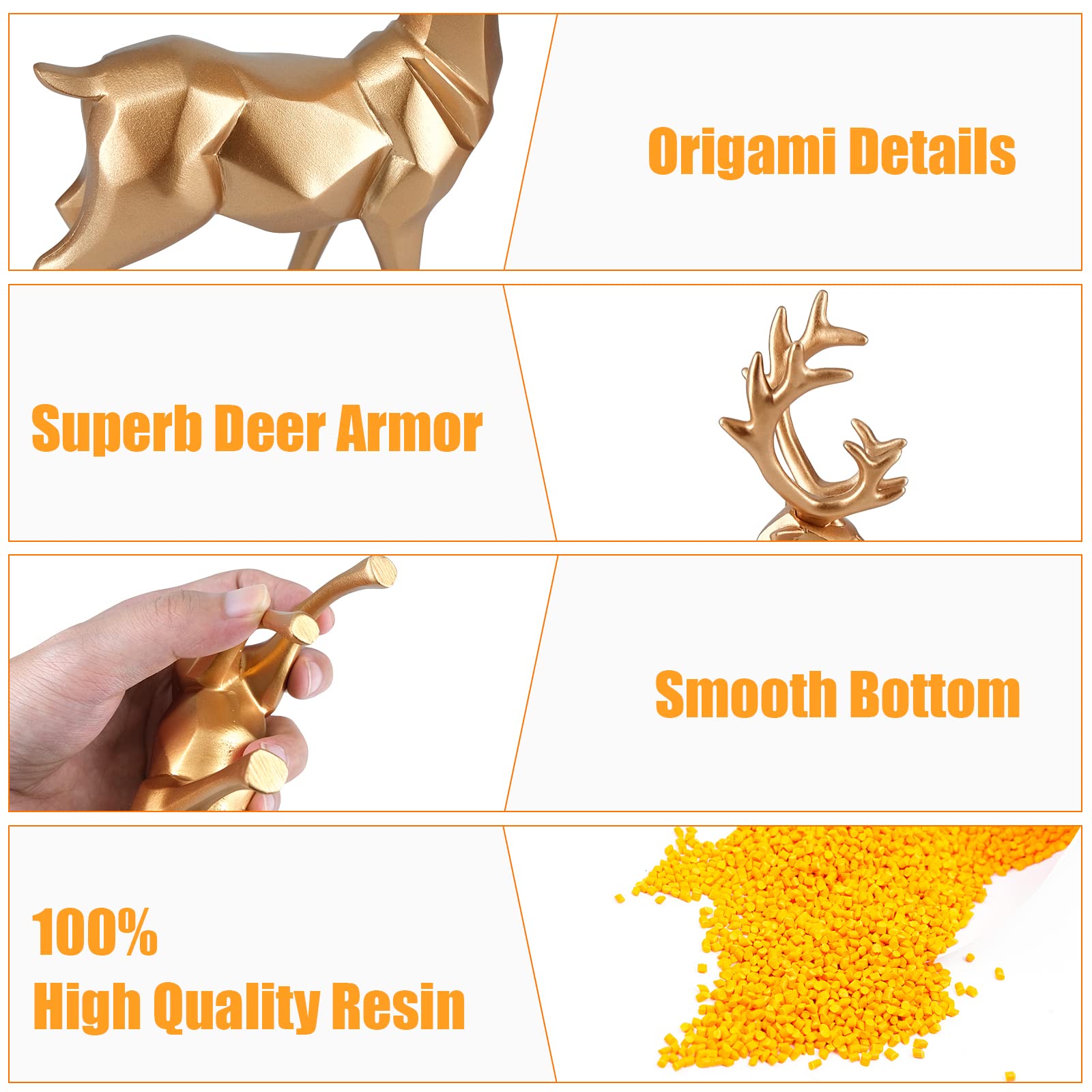 MicoSim Reindeer Ornaments Statue,Reindeer Christmas Decoration,Deer Gifts for Women, Mom Gifts,Deer Decorations Applicable Home, Office,Bookshelf TV Stand, Shelf, Living Room(Origami Medium, Gold) - Image 5