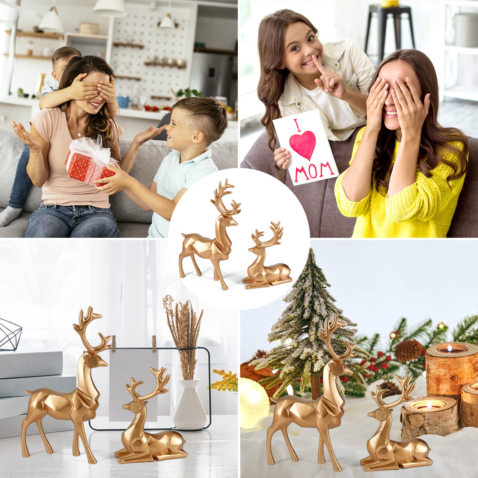 MicoSim Reindeer Ornaments Statue,Reindeer Christmas Decoration,Deer Gifts for Women, Mom Gifts,Deer Decorations Applicable Home, Office,Bookshelf TV Stand, Shelf, Living Room(Origami Medium, Gold) - Image 6